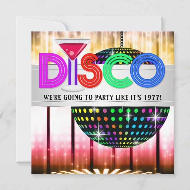 Invitaciones a la fiesta de baile de cóctel Disco (Anverso)