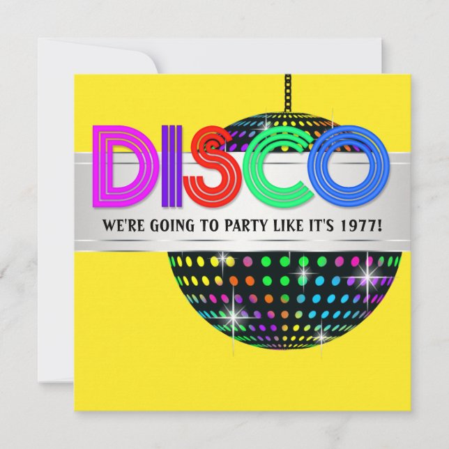 Invitaciones a la fiesta de baile disco (Anverso)
