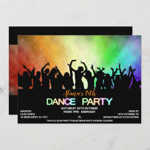 Invitaciones a la fiesta de baile lucido arco iris