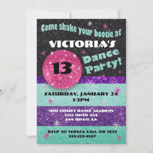Invitaciones a la fiesta de baile Sparkle Disco