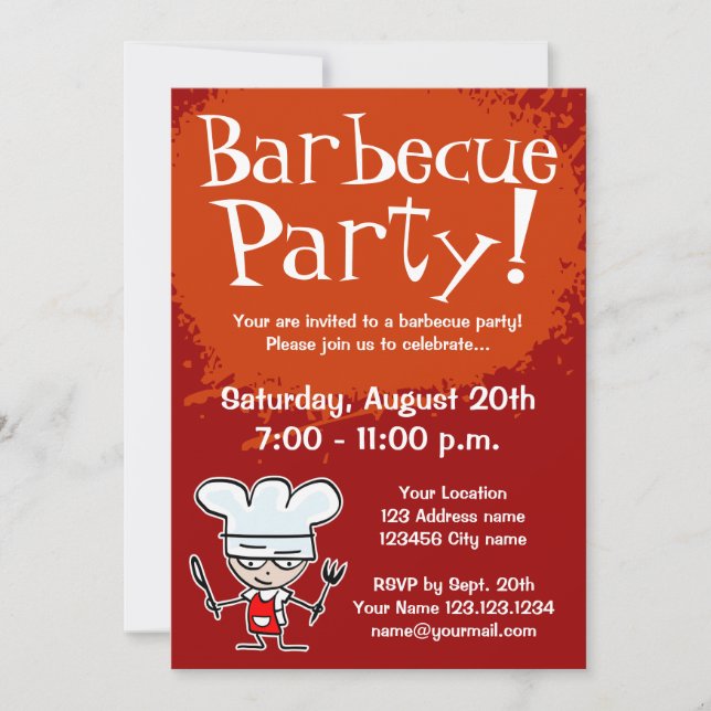 Invitaciones a la fiesta de barbacoa| invitaciones (Anverso)