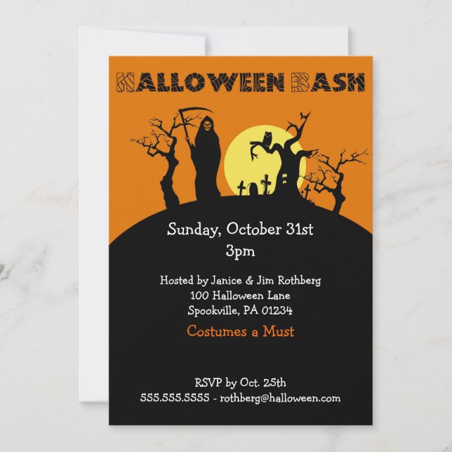 Invitaciones a la fiesta de Bash de Halloween (Anverso)