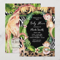 Invitaciones a la fiesta de bebé de mono de la sel