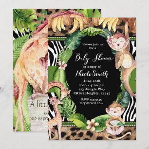 Invitaciones a la fiesta de bebé de mono de la sel