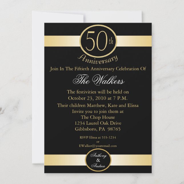 Invitaciones a la fiesta de bodas de oro (Anverso)