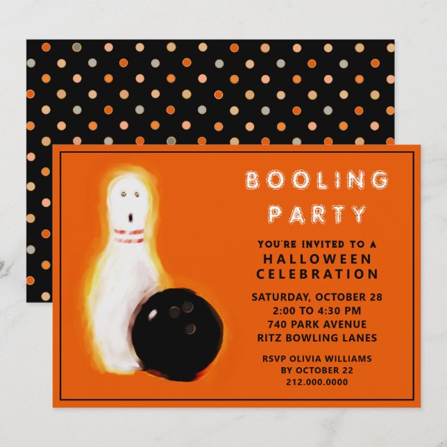 Invitaciones a la fiesta de bolos de Halloween (Anverso / Reverso)
