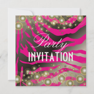 Invitaciones a la fiesta de cebra, burbujas de cha