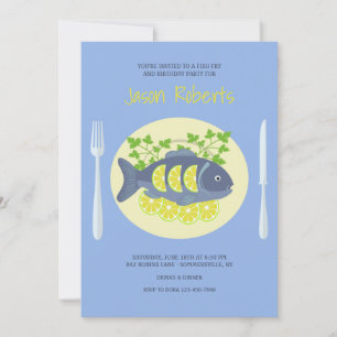 Invitaciones a la fiesta de cena de pescado frito