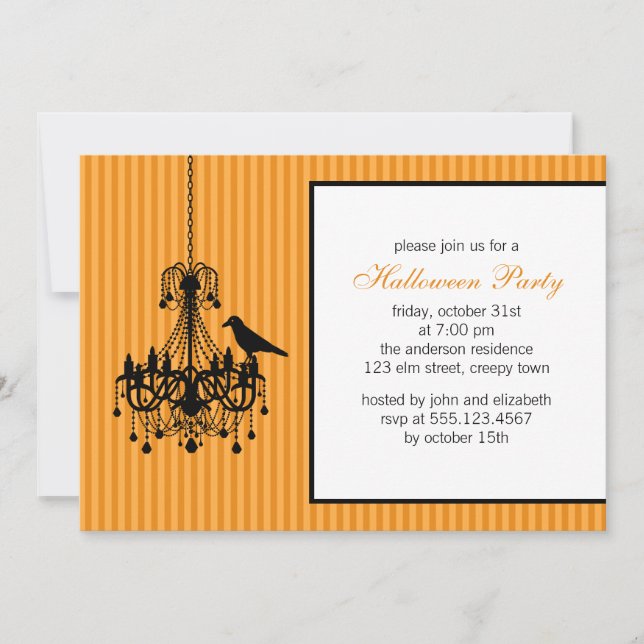 Invitaciones a la fiesta de Chandelier y Raven Hal (Anverso)