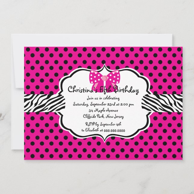 Invitaciones a la fiesta de Chica de cumpleaños de (Anverso)