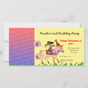 Invitaciones a la fiesta de chicas de 2 años (poni