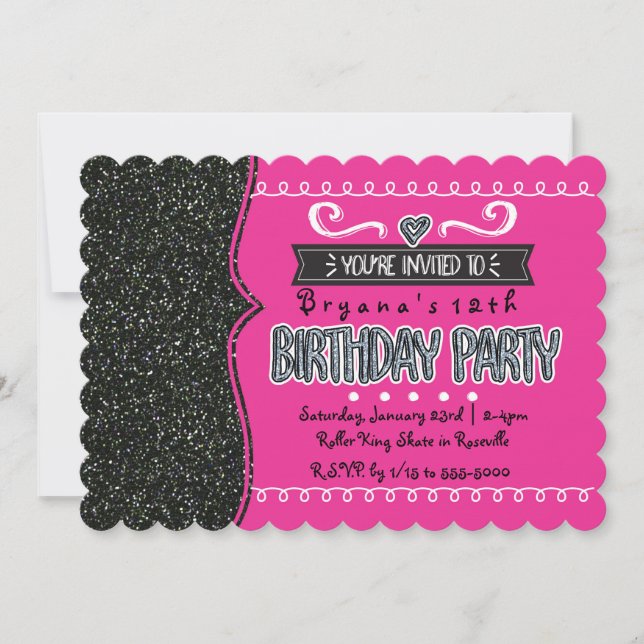 Invitaciones a la fiesta de Chicas de Purpurinas n (Anverso)