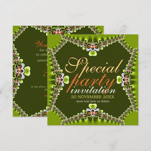 Invitaciones a la fiesta de Chicas verdes de Cute  (Anverso / Reverso)