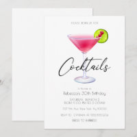 Invitaciones a la fiesta de cóctel Cosmo