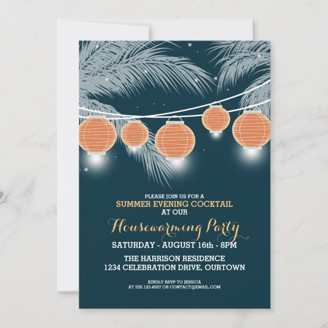 Invitaciones a la fiesta de cócteles de verano par (Anverso)