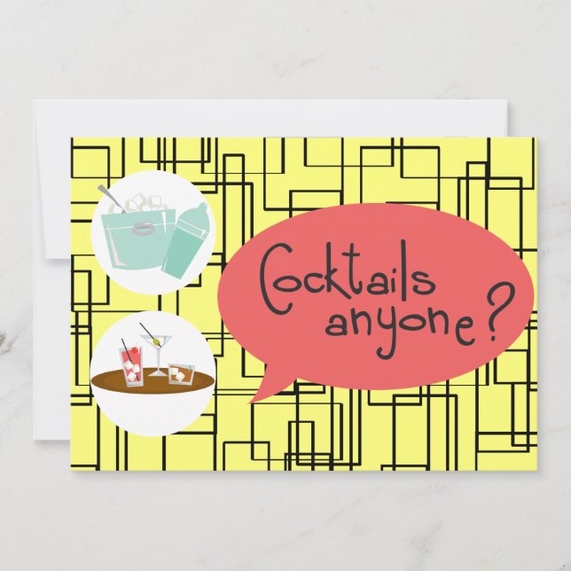Invitaciones a la fiesta de cócteles retro (Anverso)