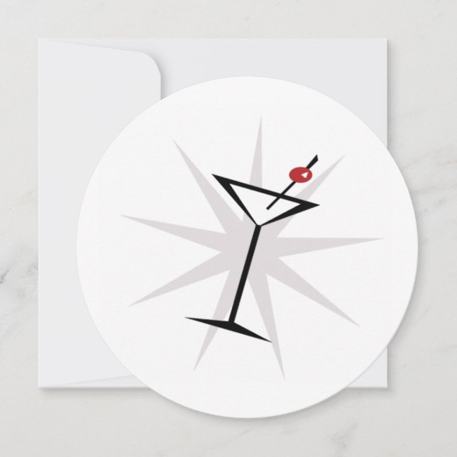 Invitaciones a la fiesta de cócteles Retro Martini (Anverso)