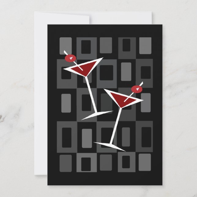 Invitaciones a la fiesta de cócteles Retro Martini (Anverso)