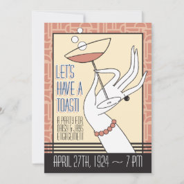 Invitaciones a la fiesta de compromiso Art Deco