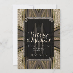 Invitaciones a la fiesta de compromiso Art Deco de