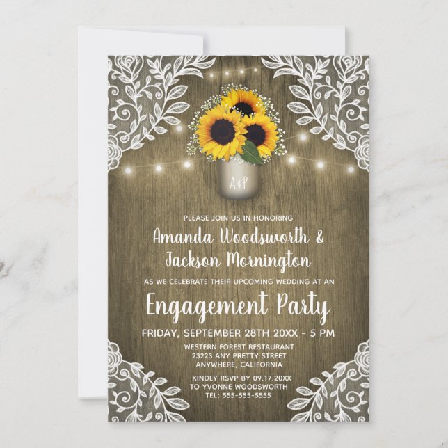 Invitaciones a la fiesta de compromiso con el gira (Anverso)