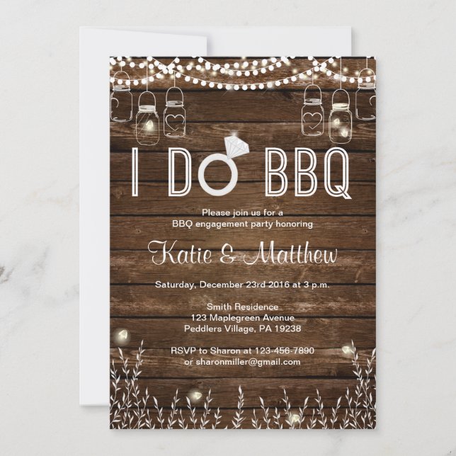 Invitaciones a la fiesta de compromiso de barbacoa (Anverso)