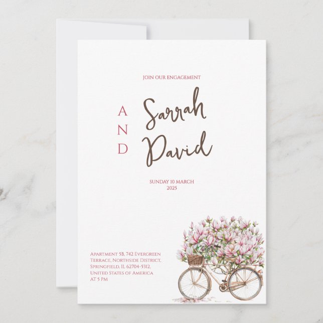 Invitaciones a la fiesta de compromiso de biciclet (Anverso)