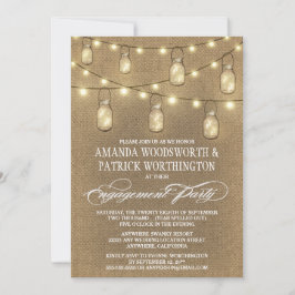 Invitaciones a la fiesta de compromiso de Burlap M