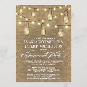 Invitaciones a la fiesta de compromiso de Burlap M