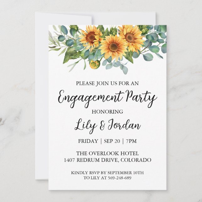 Invitaciones a la fiesta de compromiso de caída de (Anverso)