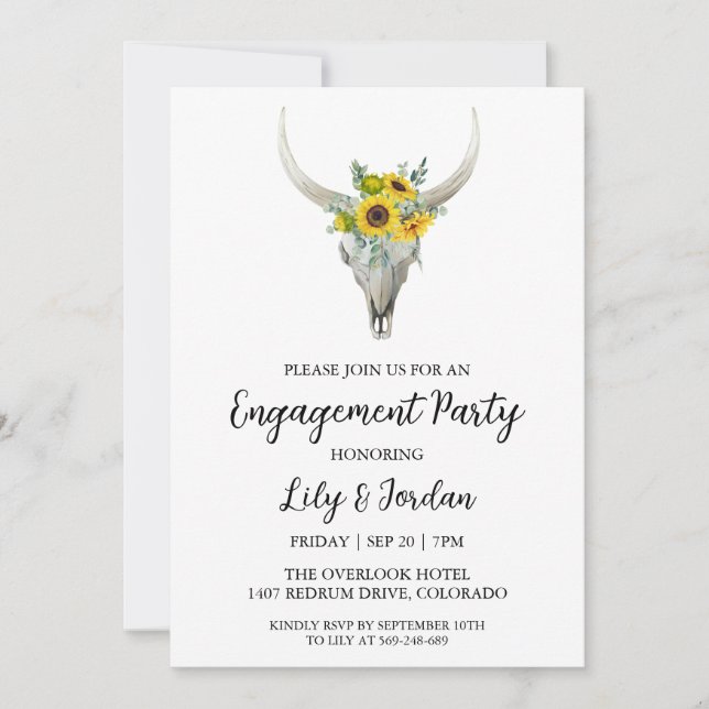 Invitaciones a la fiesta de compromiso de caída de (Anverso)