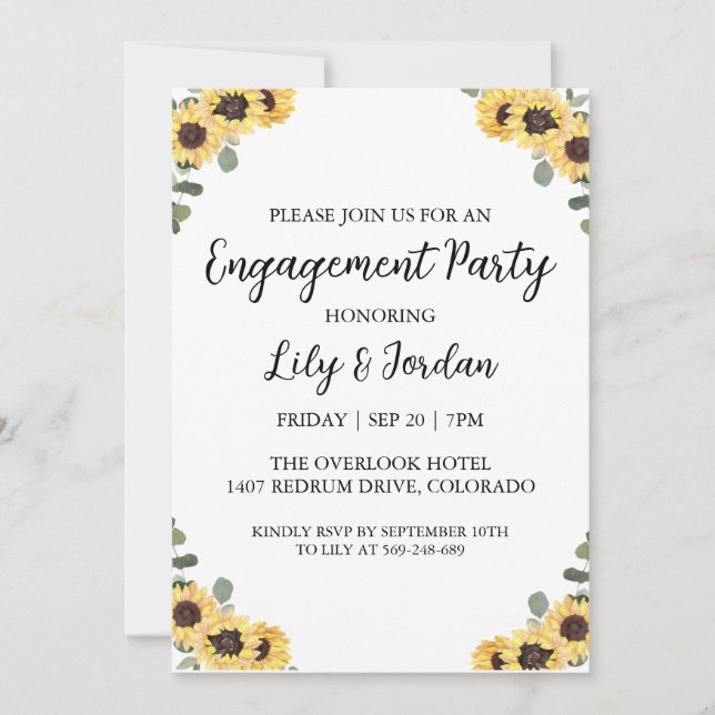 Invitaciones a la fiesta de compromiso de caída de (Anverso)