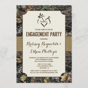 Invitaciones a la fiesta de compromiso de Camo de 