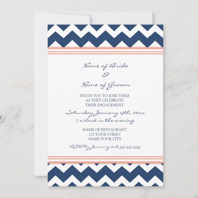Invitaciones a la fiesta de compromiso de Chevron  (Anverso)
