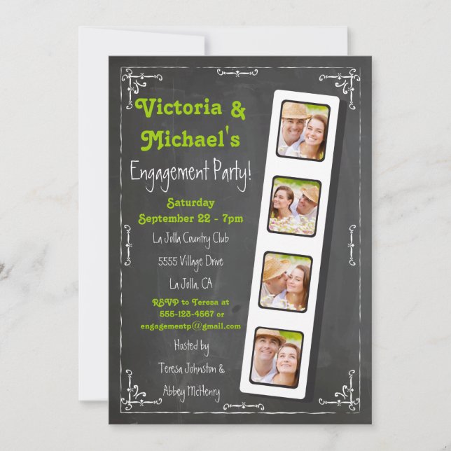 Invitaciones a la fiesta de compromiso de la tira  (Anverso)
