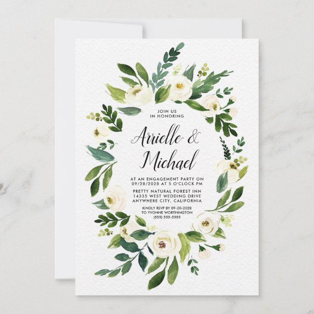 Invitaciones a la fiesta de compromiso de marfil s (Anverso)
