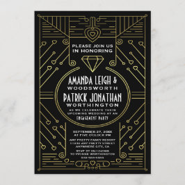 Invitaciones a la fiesta de compromiso de oro Art 