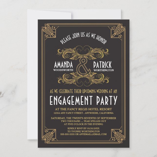 Invitaciones a la fiesta de compromiso de oro de é (Anverso)