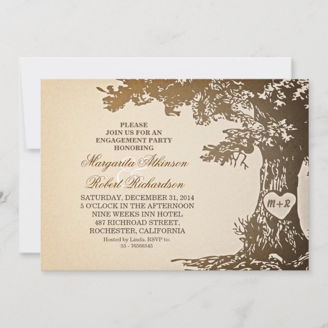 invitaciones a la fiesta de compromiso de roble an (Anverso)