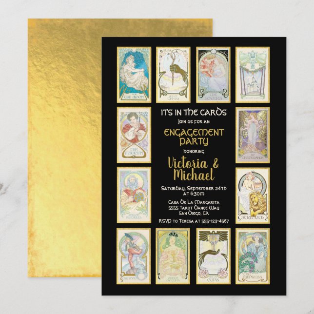 Invitaciones a la fiesta de compromiso de tarjetas (Anverso / Reverso)