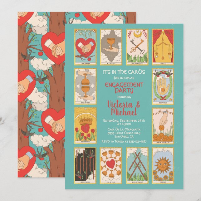 Invitaciones a la fiesta de compromiso de tarjetas (Anverso / Reverso)
