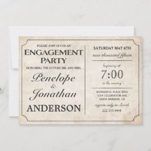Invitaciones a la fiesta de compromiso de vintage