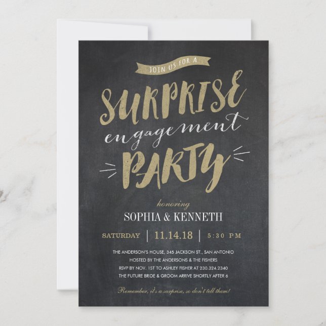 Invitaciones a la fiesta de compromiso sorpresa -  (Anverso)