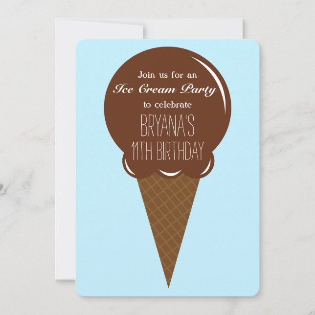 Invitaciones a la fiesta de conos de helado de cho (Anverso)
