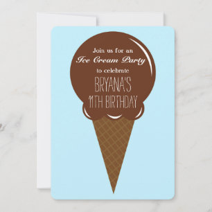 Invitaciones a la fiesta de conos de helado de cho