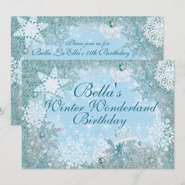 Invitaciones a la fiesta de copos de nieve Winter  (Anverso / Reverso)