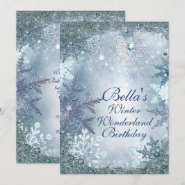 Invitaciones a la fiesta de copos de nieve Winter