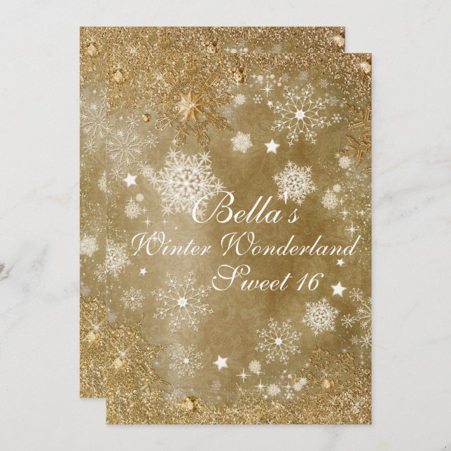 Invitaciones a la fiesta de copos de nieve Winter  (Anverso / Reverso)