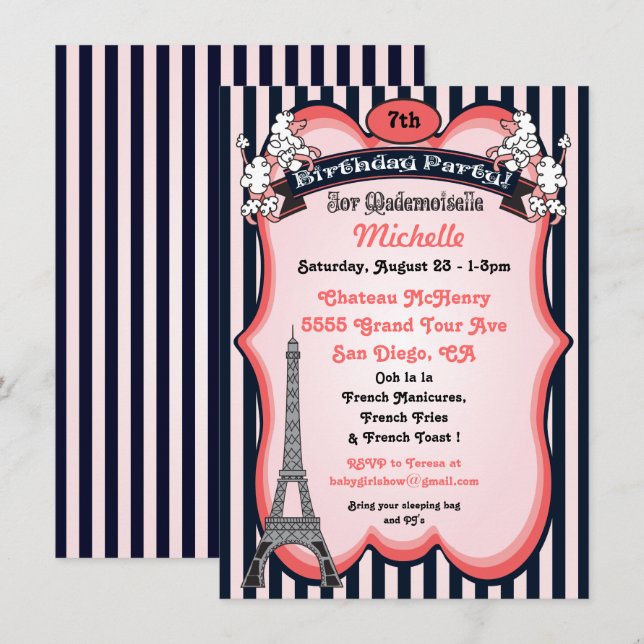 Invitaciones a la fiesta de cumpleaños (Anverso / Reverso)