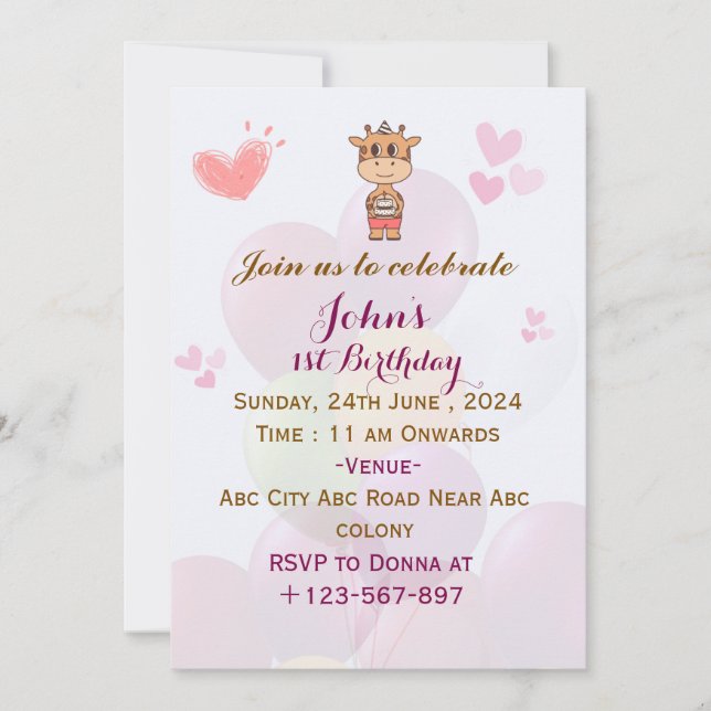 Invitaciones a la fiesta de cumpleaños (Anverso)